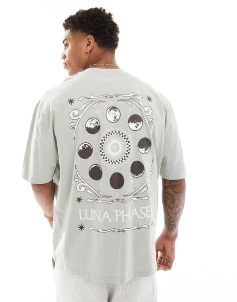 ASOS DESIGN oversized t-shirt in light grey with celestial back print - view 1