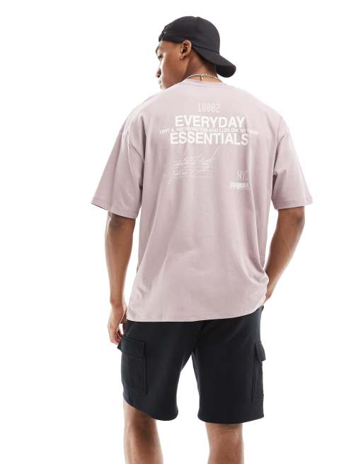 ASOS DESIGN - Oversized T-shirt in lila met tekstprint op de achterkant