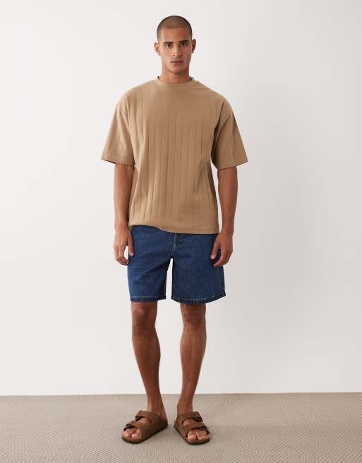 ASOS DESIGN oversized t-shirt in mid brown wide rib, 2 of 5