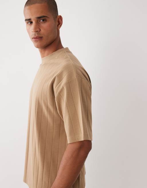 ASOS DESIGN oversized t-shirt in mid brown wide rib, 4 of 5
