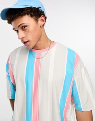 ASOS DESIGN oversized t-shirt in multi vertical stripe