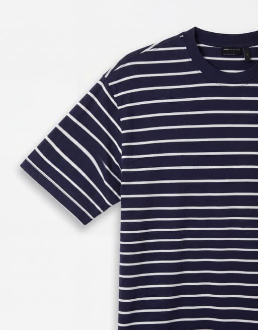 ASOS DESIGN oversized t-shirt in navy and white stripe, 8 of 9