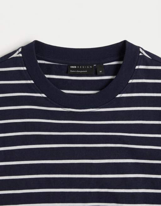 ASOS DESIGN oversized t-shirt in navy and white stripe, 9 of 9