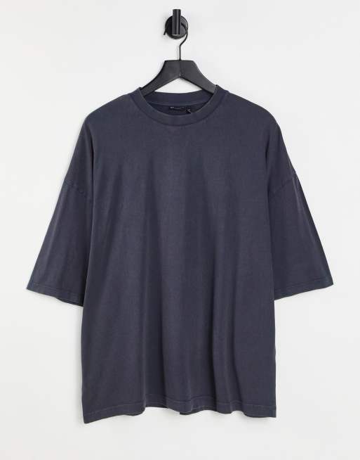 ASOS DESIGN oversized t-shirt in navy cotton blend acid wash - NAVY | ASOS