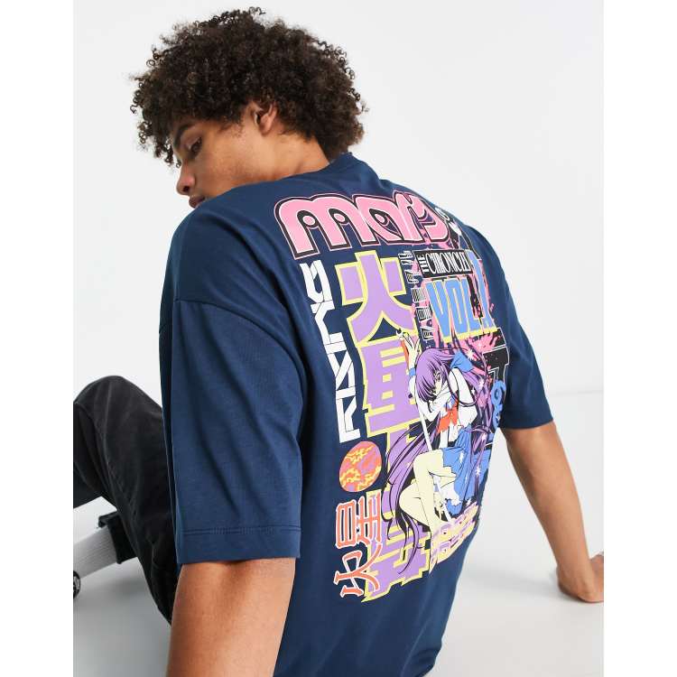 Round Anime T Shirt, Half Sleeves, Printed