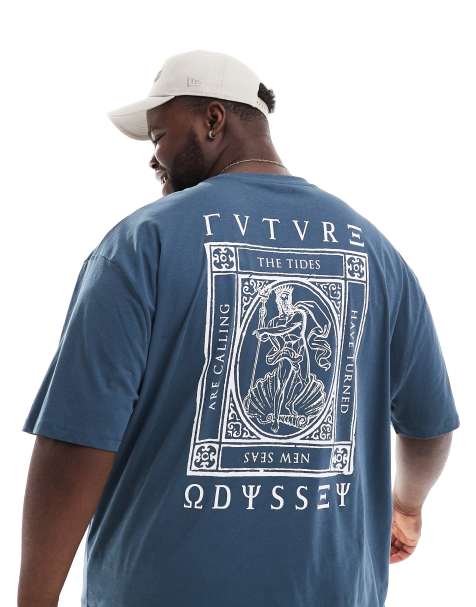 ASOS DESIGN oversized t-shirt in navy with back renaissance print - view 1