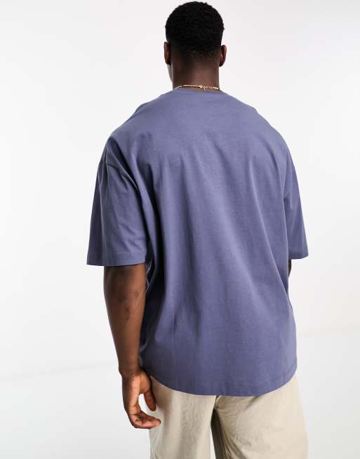 ASOS DESIGN oversized t-shirt in navy with multi placement print, 2 of 4