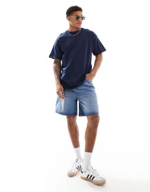 ASOS DESIGN oversized t-shirt in navy with palm paradise back print, 2 of 4