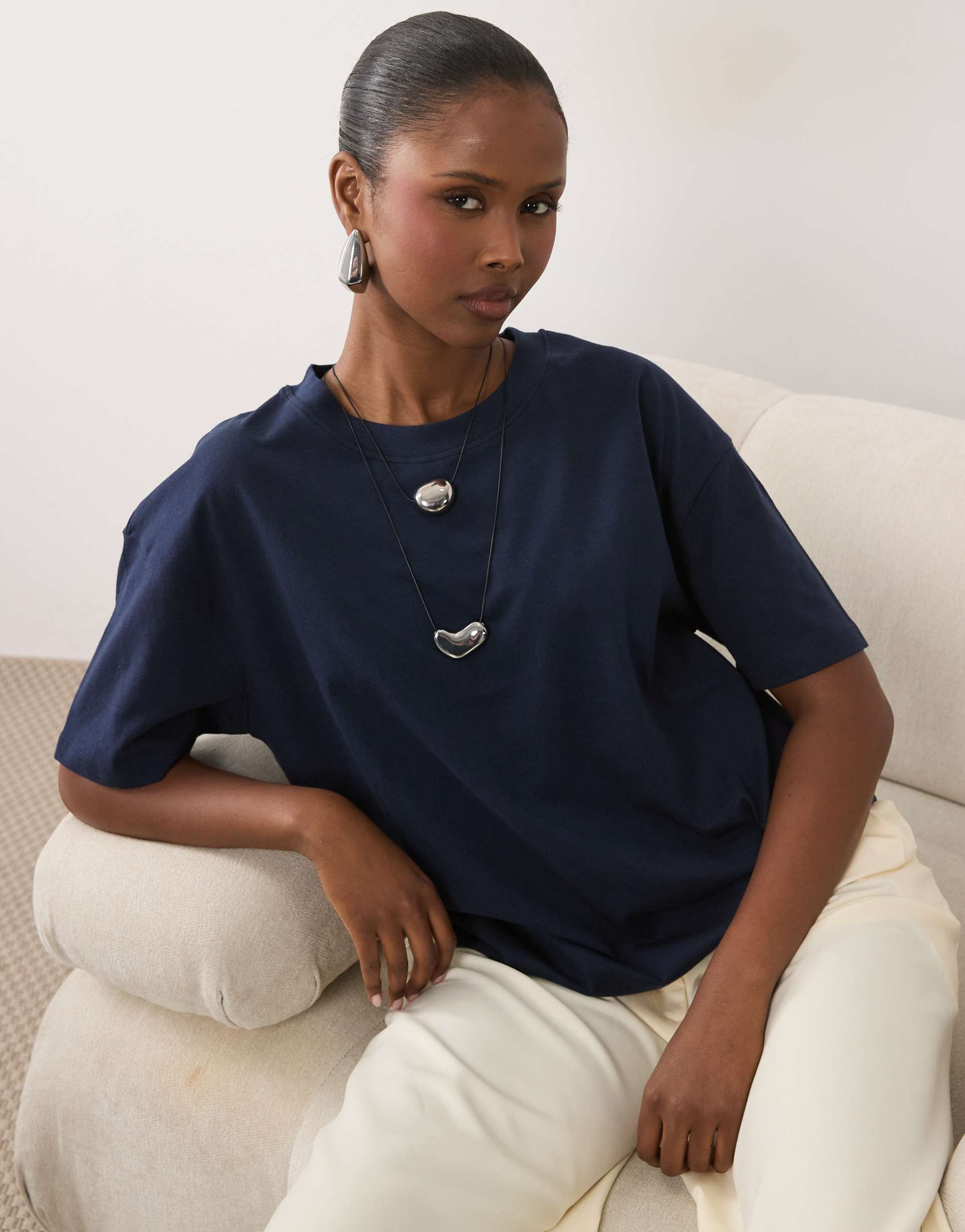 asos design oversized t-shirt in navy