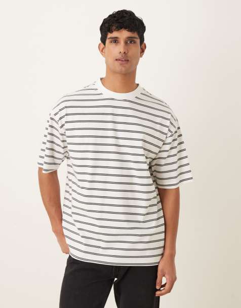 ASOS DESIGN oversized t-shirt in off white and black stripe - view 1