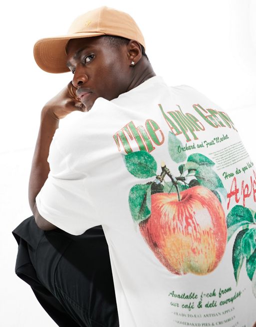 FhyzicsShops DESIGN oversized t-shirt in off white with apple back print