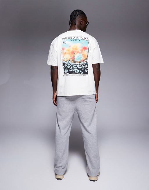 ASOS DESIGN oversized t-shirt in off white with back botanical print, 3 of 4