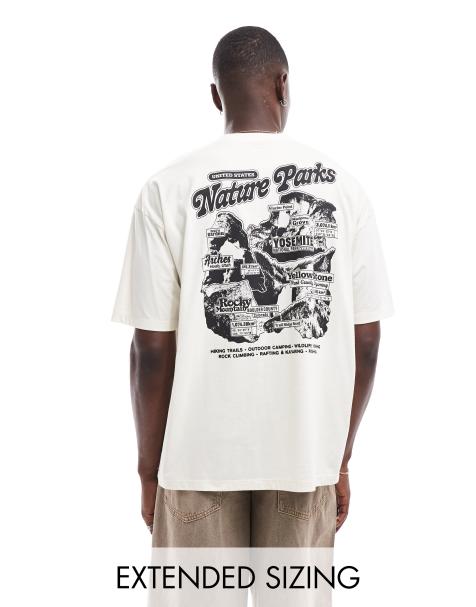 ASOS DESIGN oversized t-shirt in off white with back print - view 1