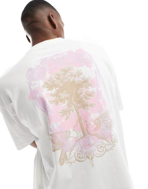 ASOS DESIGN oversized T-shirt in off-white with back print - view 1