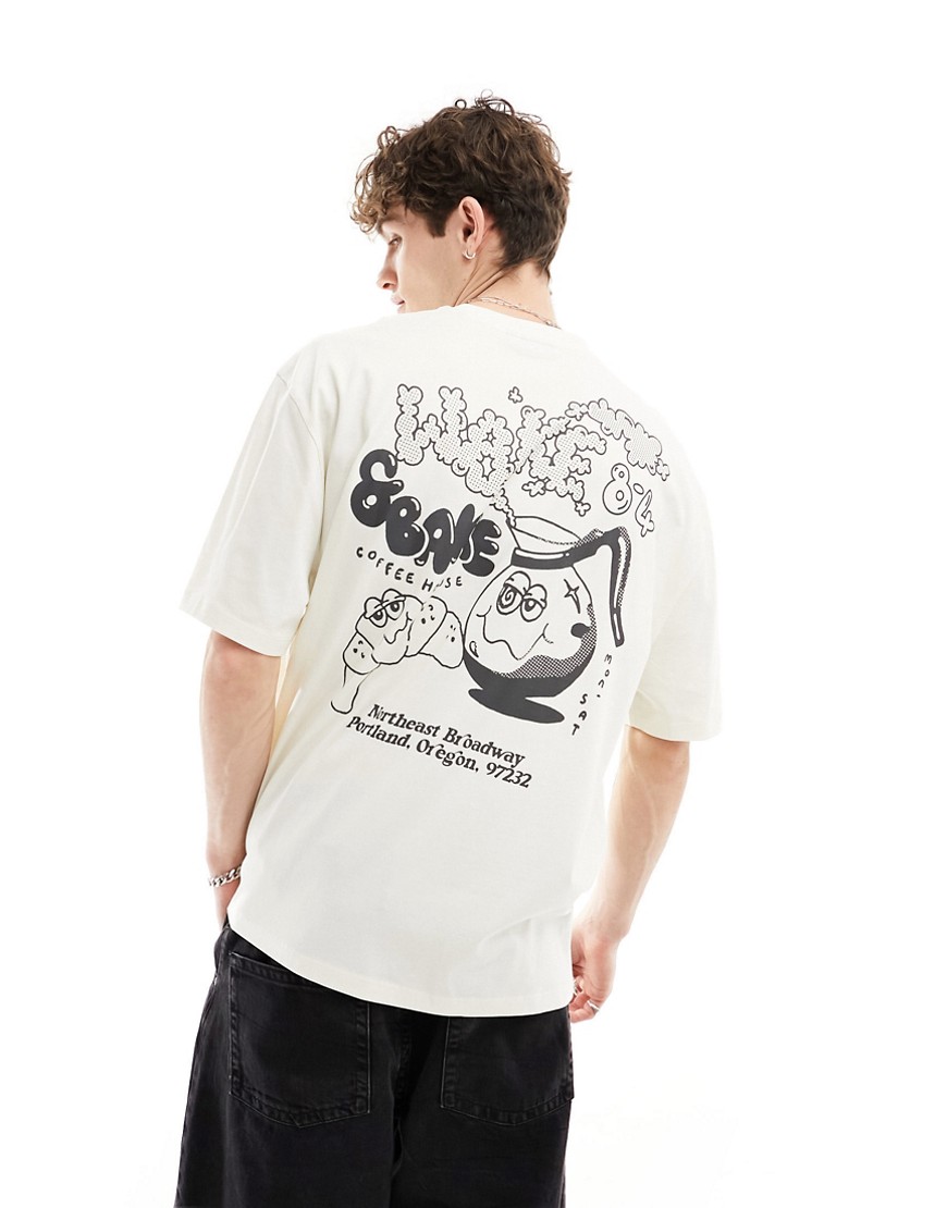 ASOS DESIGN oversized t-shirt in off white with back skate print-Neutral