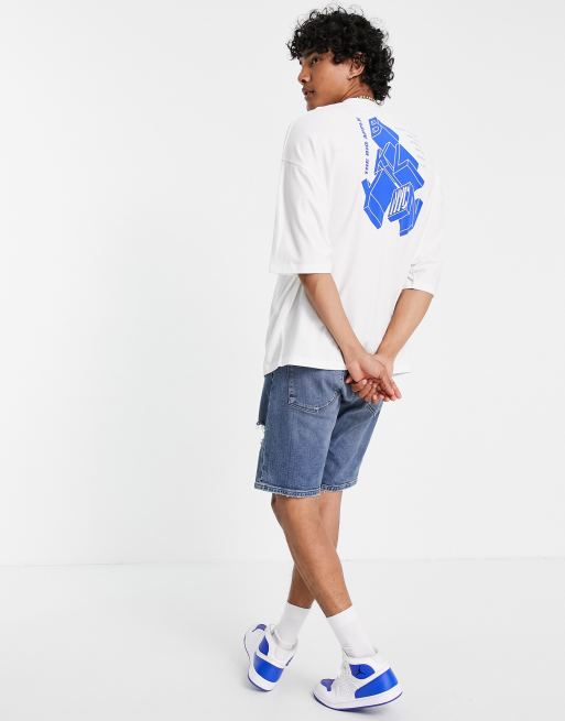 ASOS DESIGN oversized T-shirt in off-white with New York city print