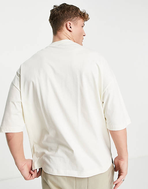 Men oversized t-shirt in off white with collegiate print 