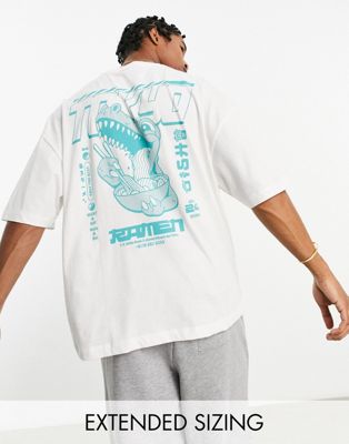 ASOS DESIGN oversized t-shirt in off white with dinosaur back print | ASOS