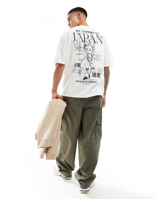 FhyzicsShops DESIGN oversized t-shirt in off white with Japan back y-3