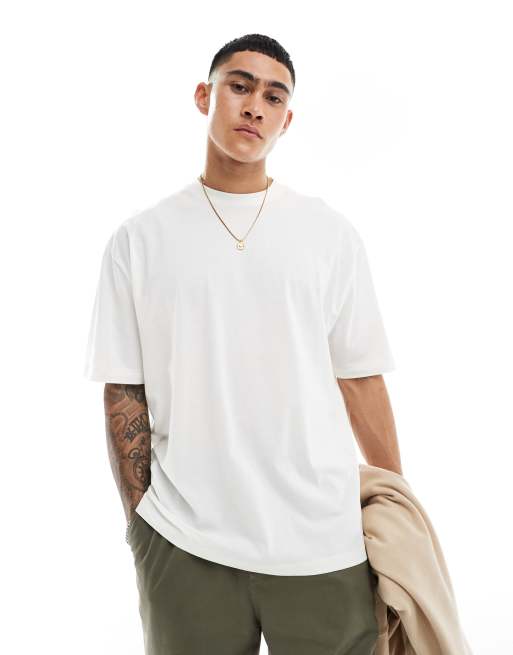ASOS DESIGN oversized t-shirt in off white with Japan back