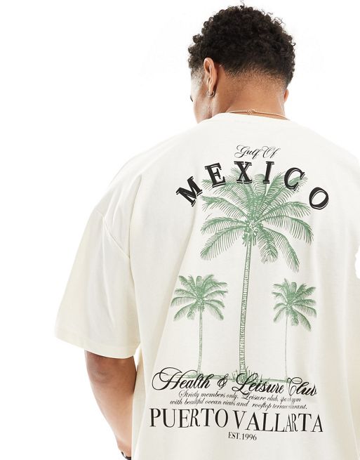 FhyzicsShops DESIGN oversized t-shirt in off white with Mexico club back print