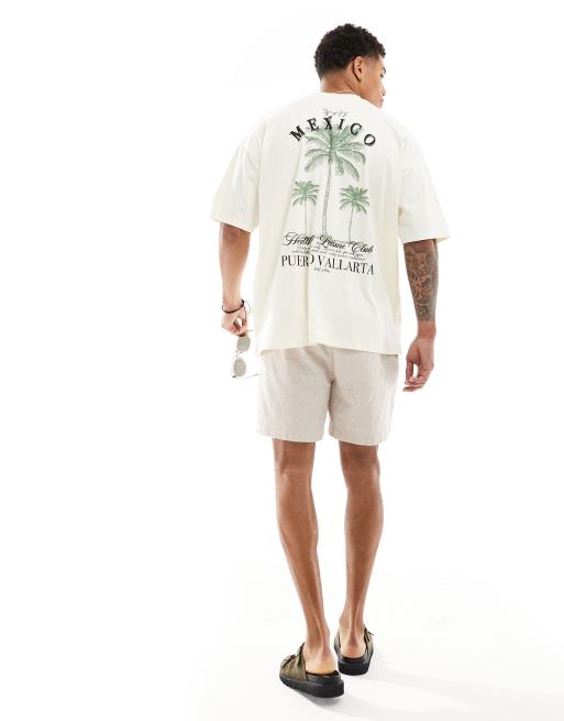 ASOS DESIGN oversized t-shirt in off white with Mexico club back print, 3 of 4