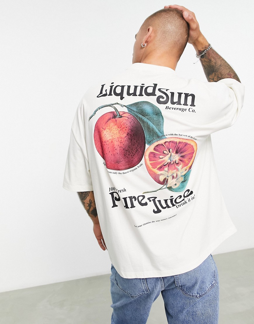 ASOS DESIGN oversized T-shirt in off white with photographic fruit back print