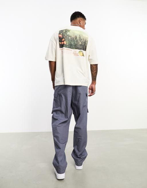 ASOS DESIGN oversized t-shirt in off white with photographic