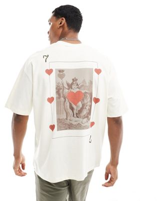 ASOS DESIGN oversized t-shirt in off white with playing card back print
