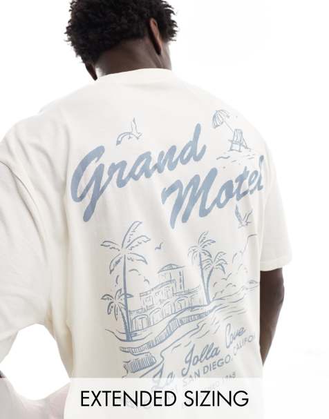 ASOS DESIGN oversized t-shirt in off white with scenic back print - view 1
