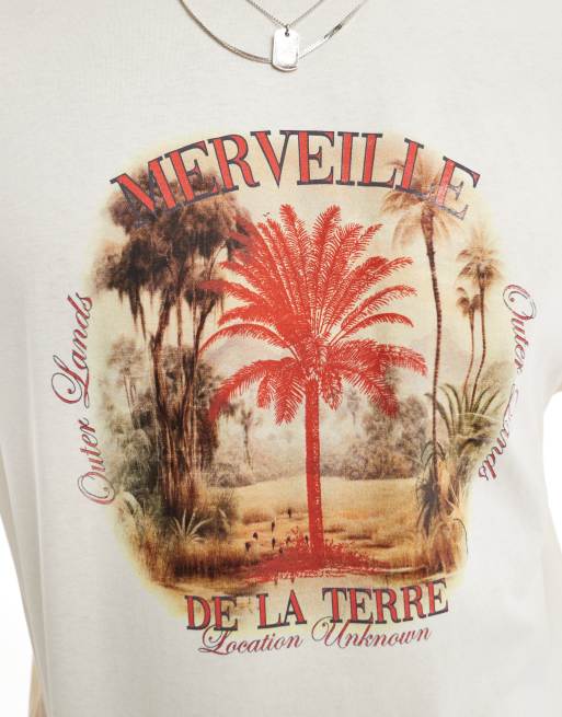 ASOS DESIGN oversized t-shirt in off white with scenic chest print, 2 of 4
