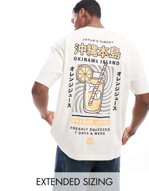 ASOS DESIGN oversized t-shirt in off white with souvenir back print - view 1