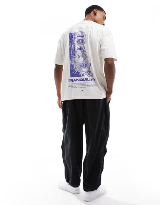 ASOS DESIGN oversized t-shirt in off white with souvenir back print, 2 of 4