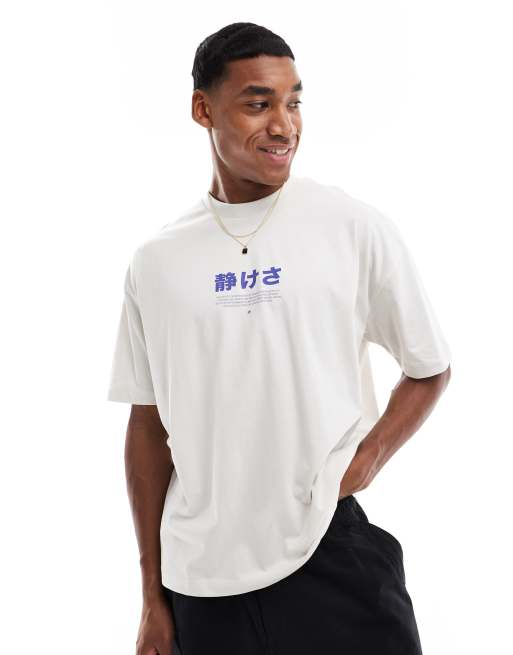 ASOS DESIGN oversized t-shirt in off white with souvenir back print, 3 of 4