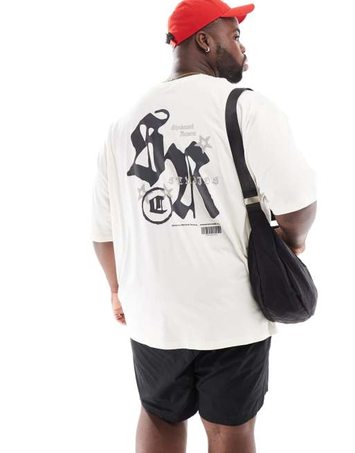 ASOS DESIGN oversized t-shirt in off white with street back