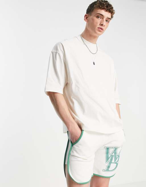 ASOS DESIGN oversized t-shirt in off white with hot dog back & chest print