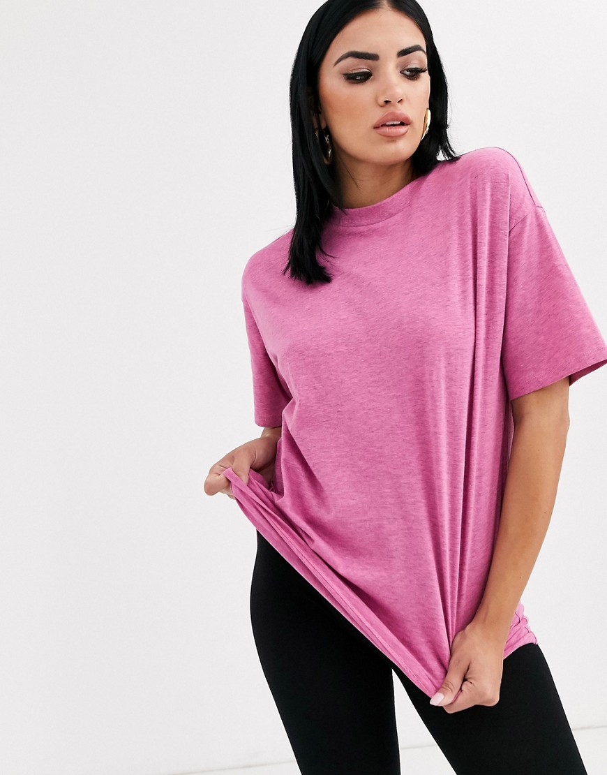 ASOS DESIGN oversized t-shirt in overdyed marl in pink