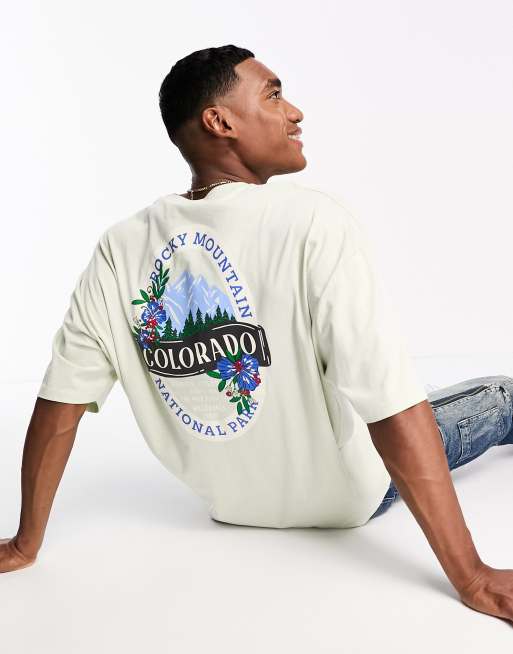 ASOS DESIGN oversized t-shirt in pale green with outdoors back print