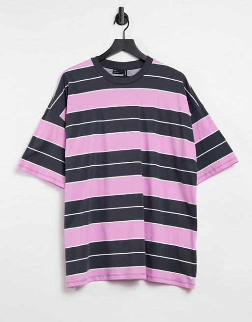 ASOS DESIGN oversized t-shirt in pastel variagted stripe