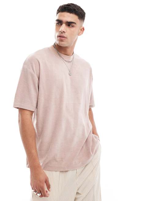 ASOS DESIGN oversized t-shirt in pink towelling | ASOS