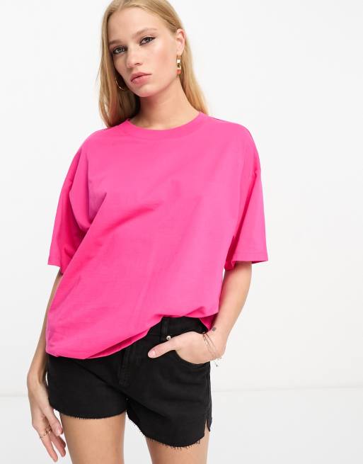 Hot Pink Oversized Boyfriend T Shirt, Tops