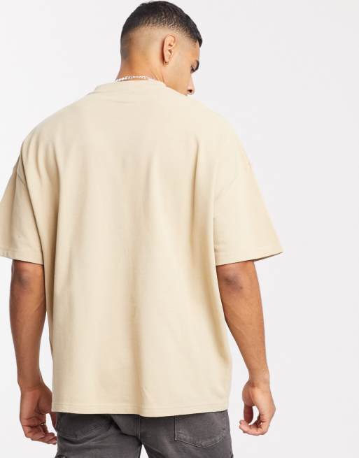 ASOS DESIGN oversized t-shirt in pique in beige | ASOS