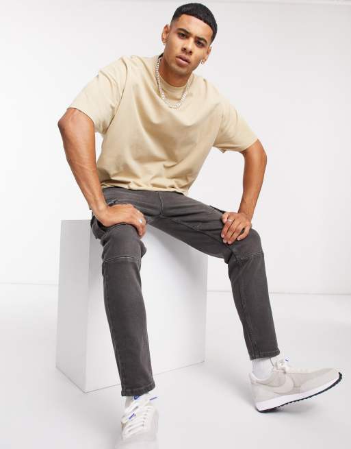 ASOS DESIGN oversized t-shirt in pique in beige | ASOS