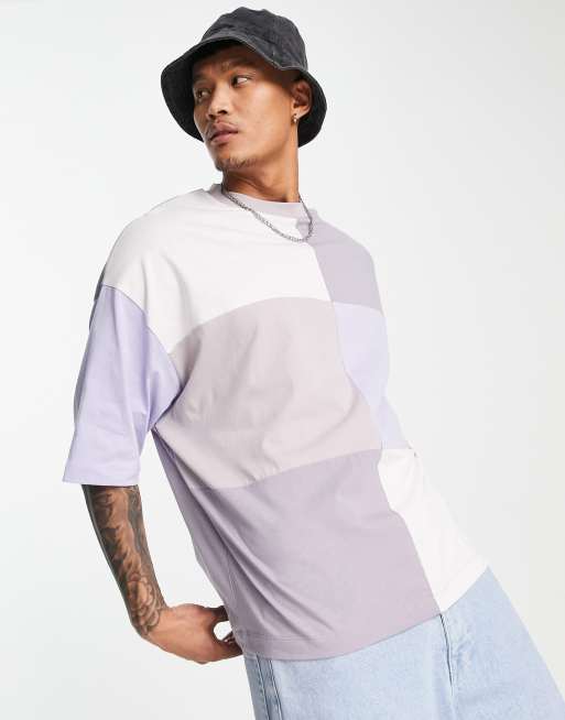 ASOS DESIGN oversized t-shirt in purple colour block | ASOS