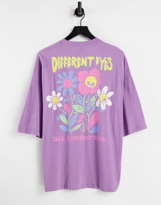 ASOS DESIGN oversized t-shirt in purple organic cotton with front and ...