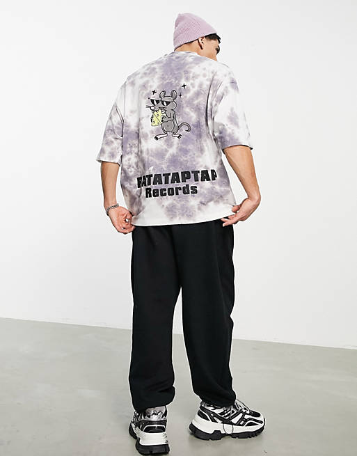 T-Shirts & Vests oversized t-shirt in purple tie dye with cartoon mouse back print 
