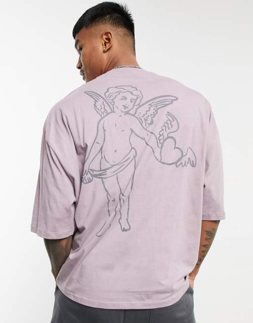 Uretfærdig ude af drift mulighed ASOS DESIGN oversized T-shirt in purple with cherub back print | ASOS