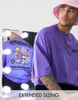 ASOS DESIGN oversized t-shirt in purple with floral skate chest & back puff print - ASOS Price Checker
