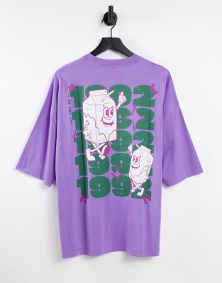 ASOS DESIGN oversized t-shirt in purple with milk carton back print | ASOS