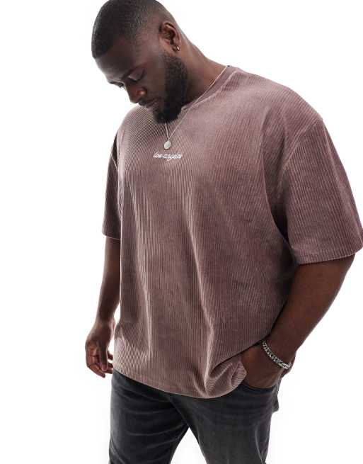 ASOS DESIGN oversized t-shirt in ribbed velour with city embroidery, 2 of 4